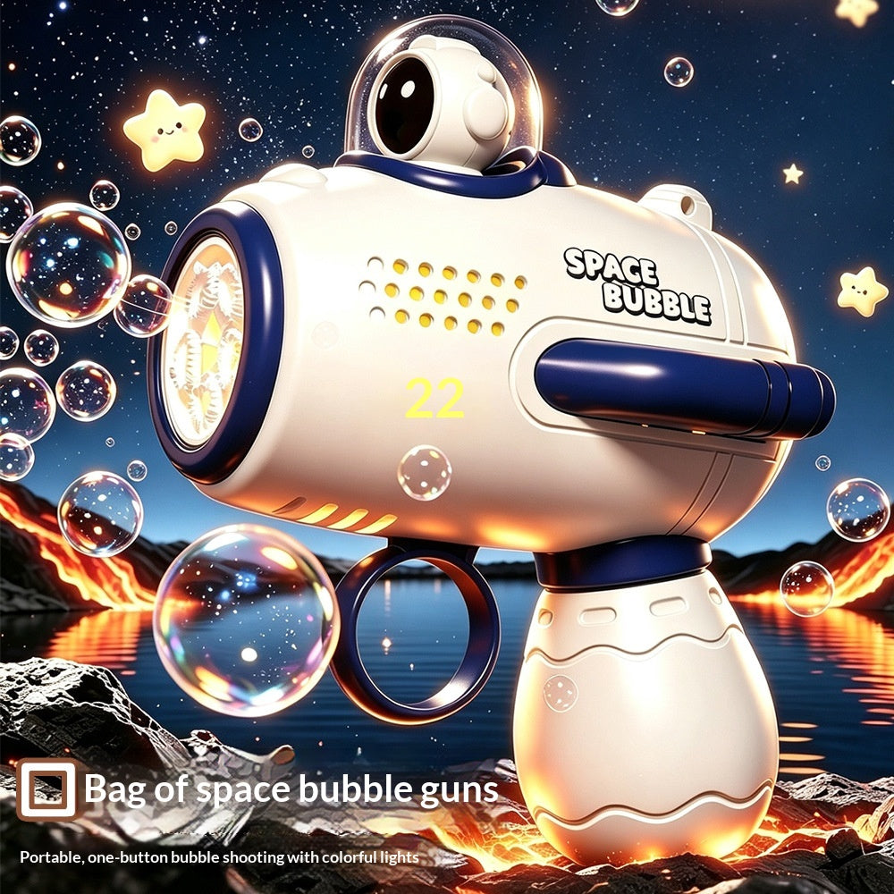Space Astronaut Pocket Mini Bubble Gun Jouet de lumière électrique entièrement automatique pour enfants