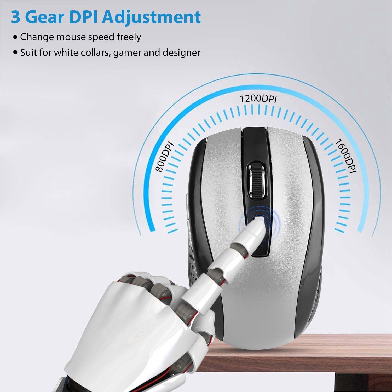 2.4G Souris de jeu sans fil optique Mice With Receveur 3 DPI réglable 6 boutons pour PC La