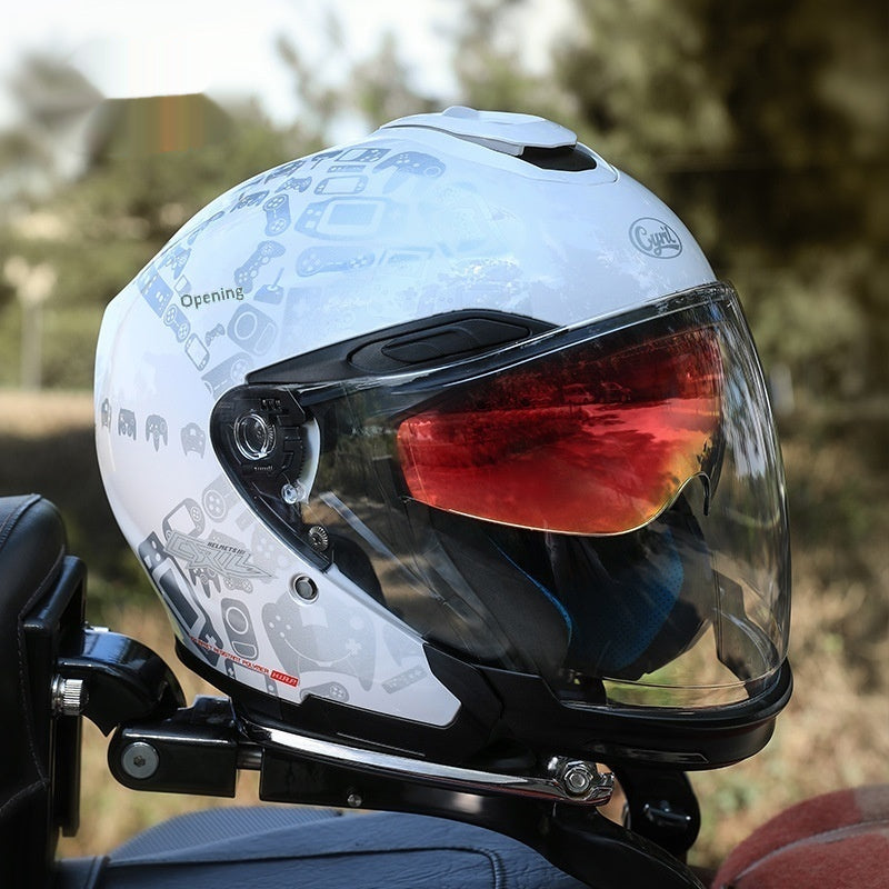 Moto homme d'été demi-quart casque homme de trois-quarts double visor pour hommes toute la saison