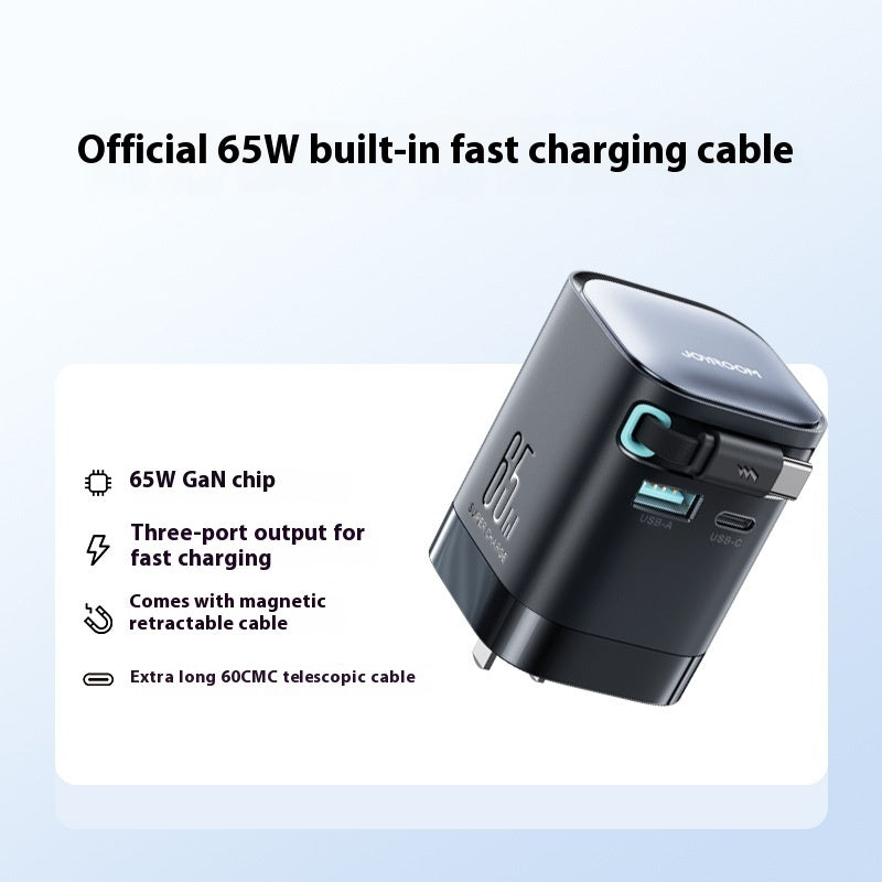 Chargeur de ligne télescopique de type c 65W à charge rapide