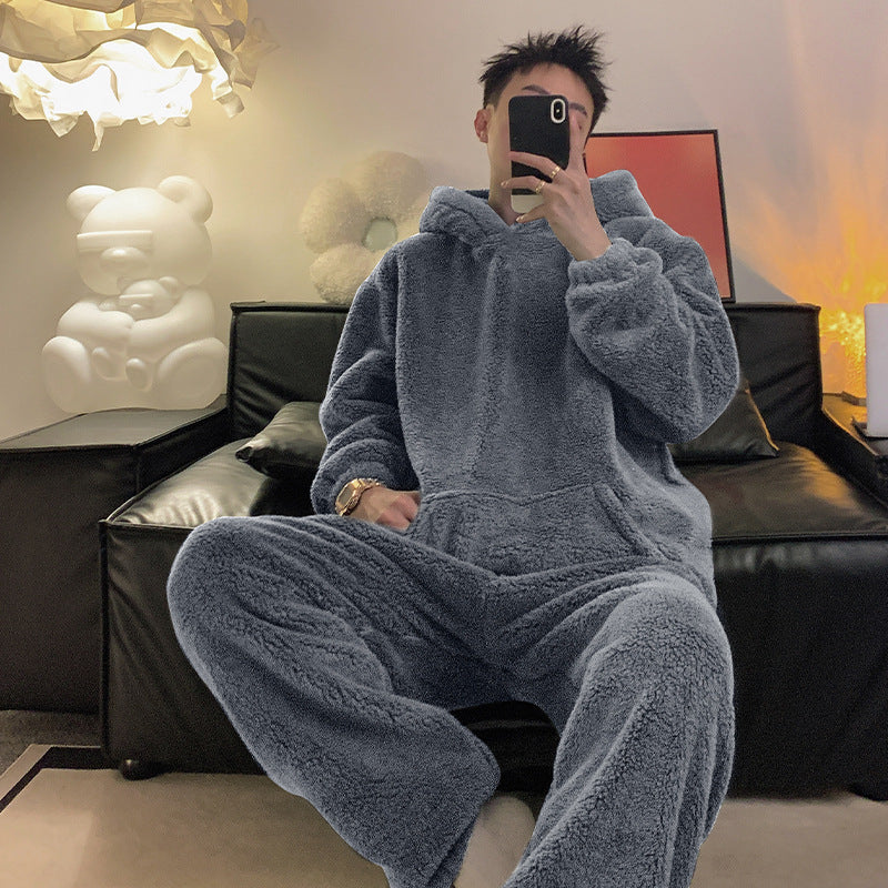 Flannel pour hommes peut être déchiré à l'extérieur Casual vêtements de maison Coral polaire costume