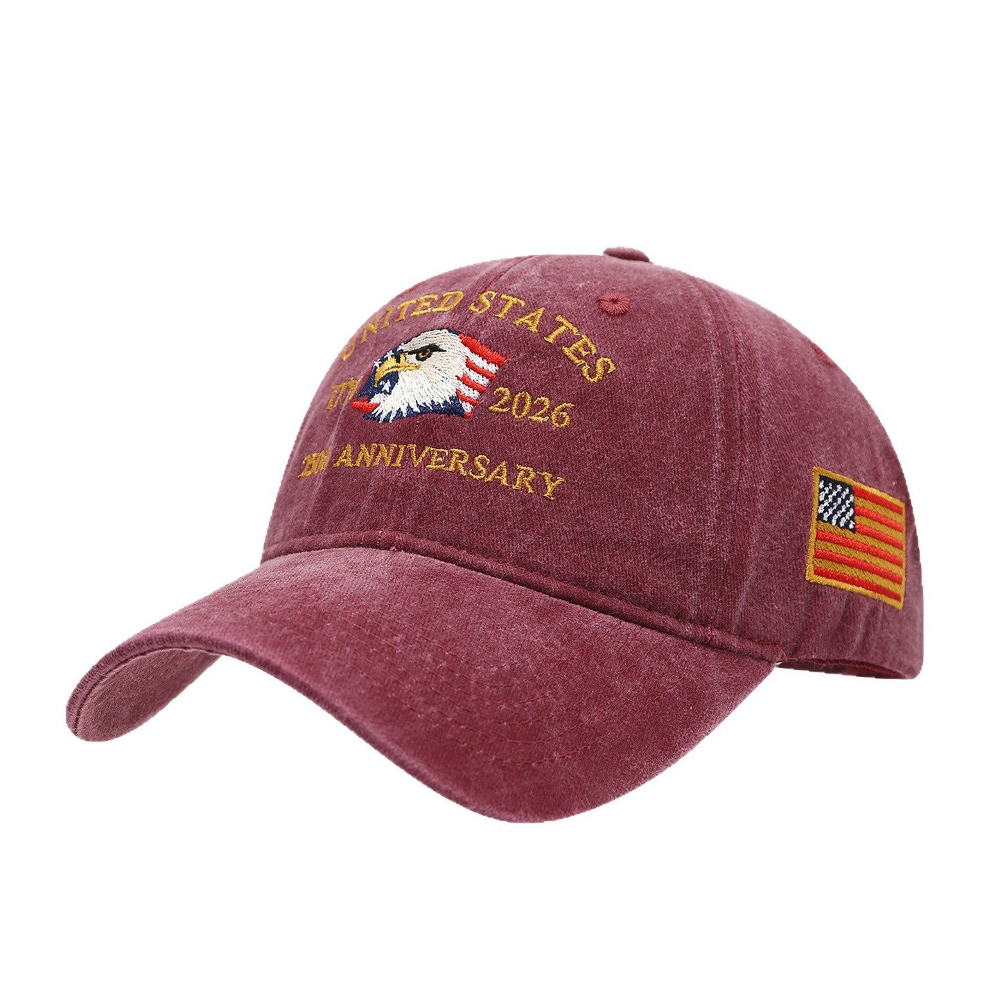 USA Casquette 250ème anniversaire Lavé-Imprimé Chapeau drapeau USA Eagle Baseball Cap Broderie Casual B