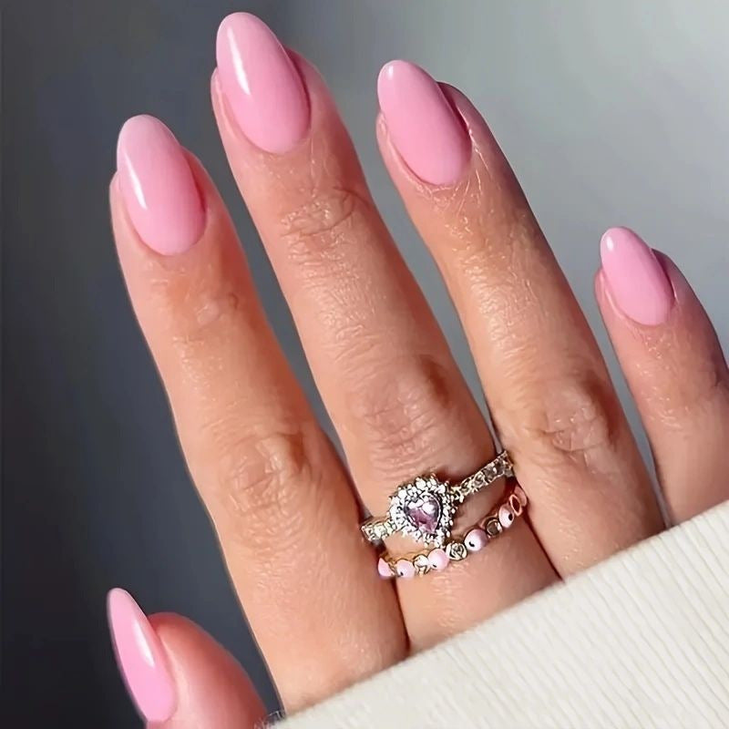 Nail Art Série de couleurs solides Couleur solide Long Almond-Shape Presse sur les ongles
