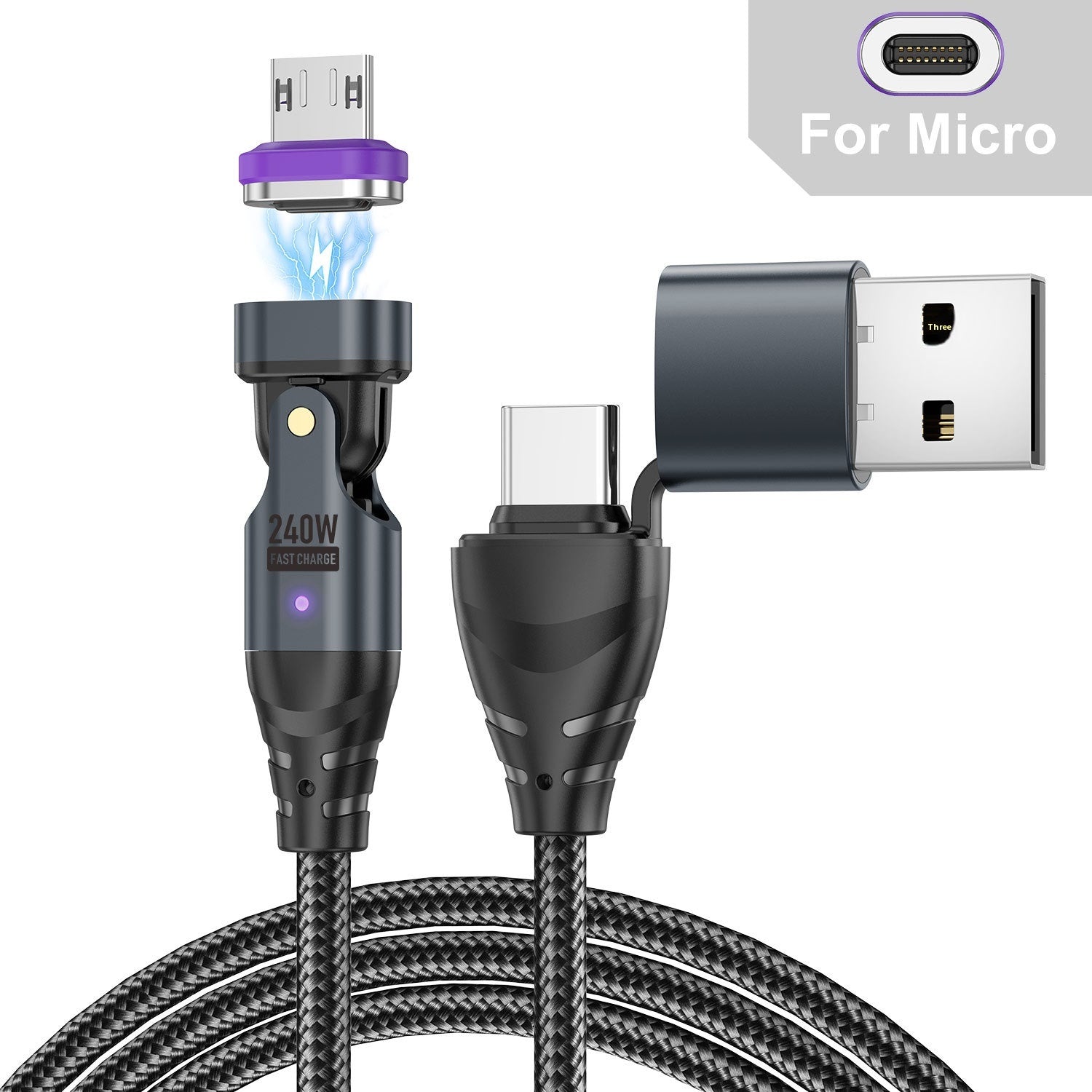 Câble de données magnétique de 240 W sur six en un