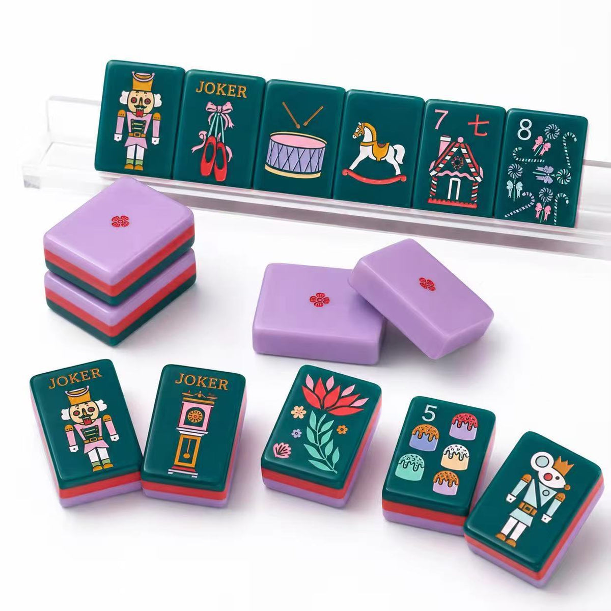Jeu de partie en acrylique Mahjong gravé au laser