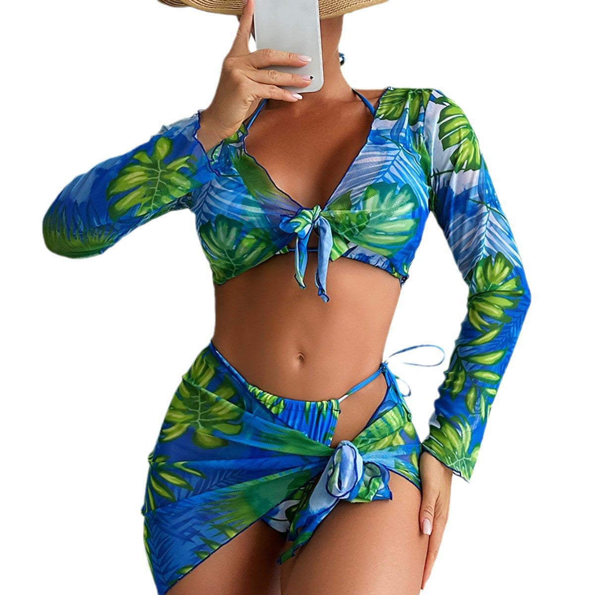 Sexy Multi-couleur imprimé Bikini maillot de bain quatre pièces
