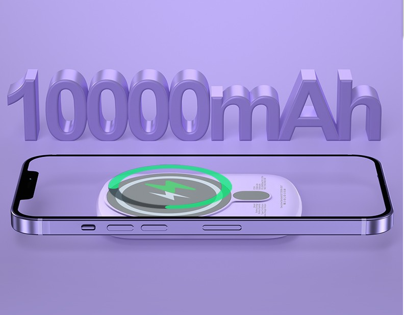 Banque de puissance sans fil magnétique compacte et portable à charge rapide