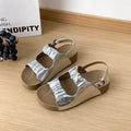 Femmes Minimalist Double Rouilled Rrinkled Strap Platform Slingback Sandales Matching Casual D
