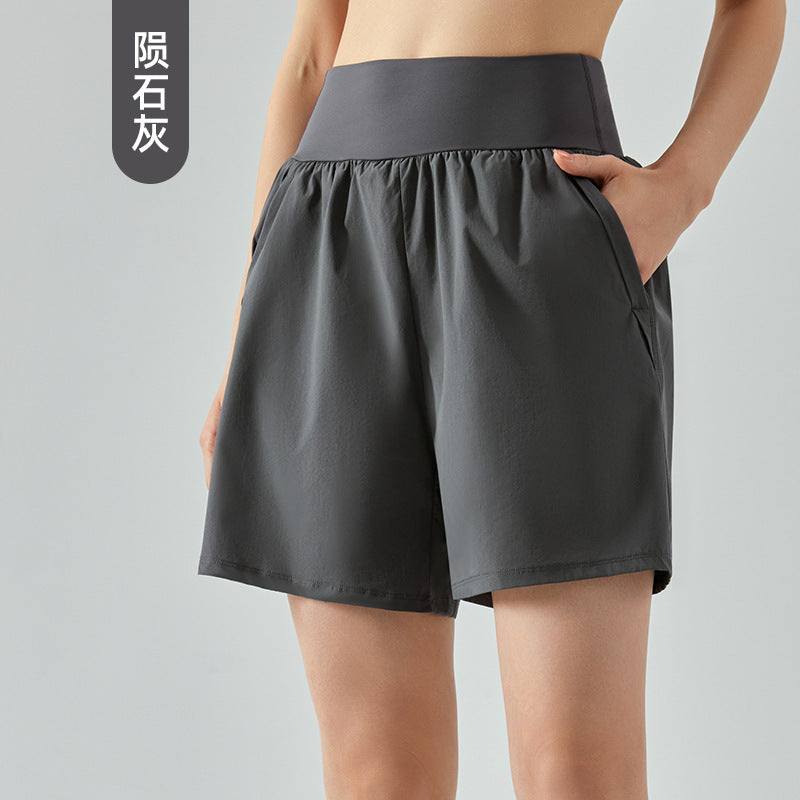 High Waist Abdomen Tuckin' Sports Shorts Été Femme Double Pocket Running Fitness Shor