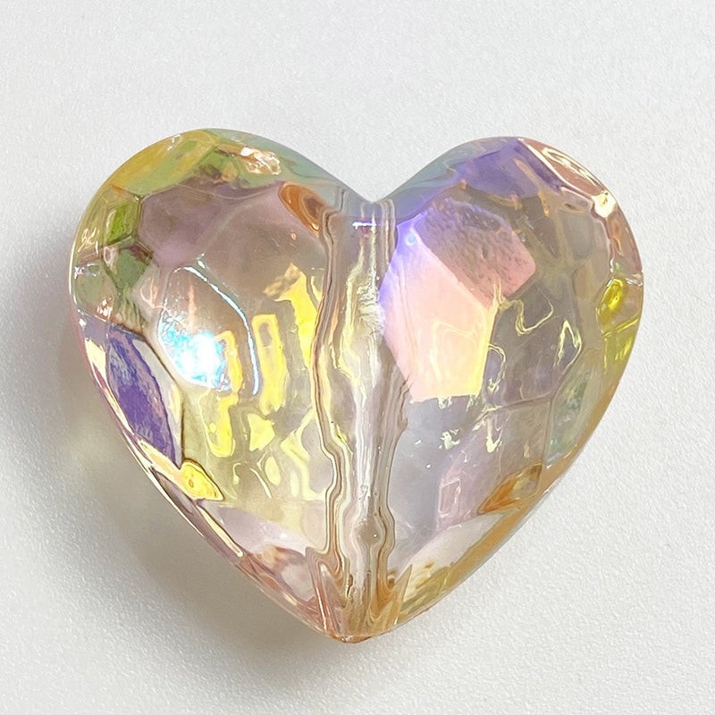 Perles de coeur en acrylique UV facettées