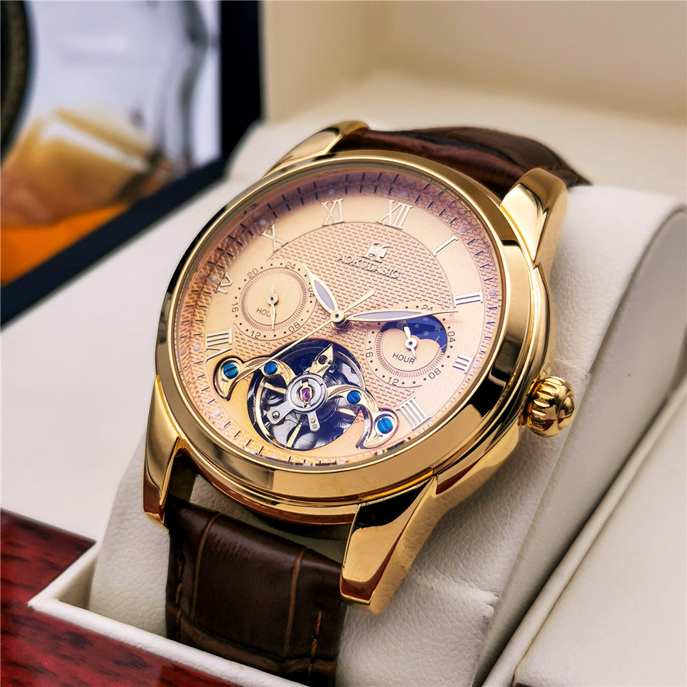 Homme Mode Lumineux Hollow-Out Casual Montre mécanique semi-automatique