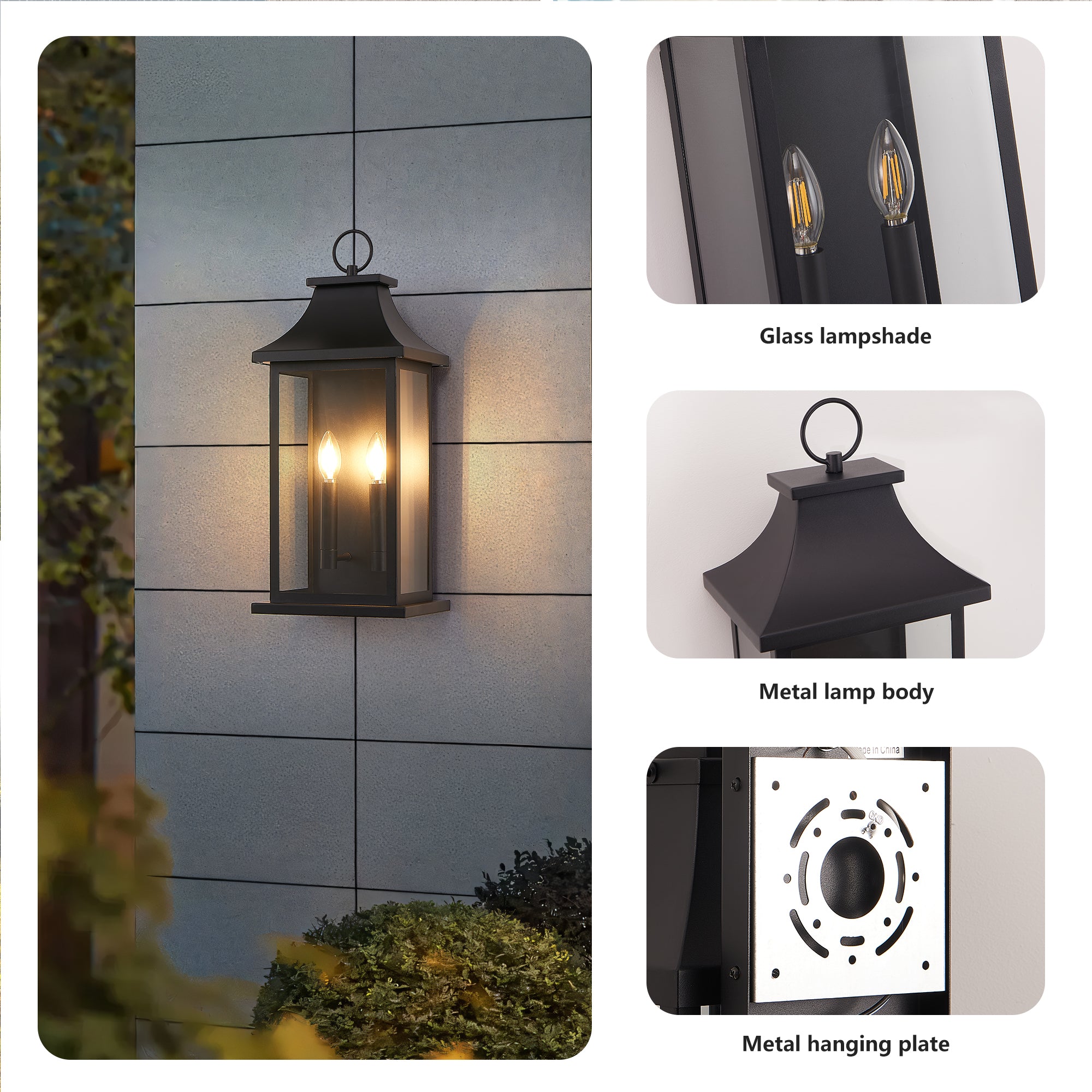 Dusk to Dawn Outdoor Wall Lantern 2 lumière