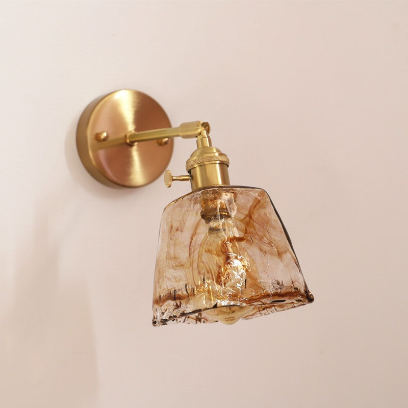 Sconce murale en verre rétro en laiton de style japonais