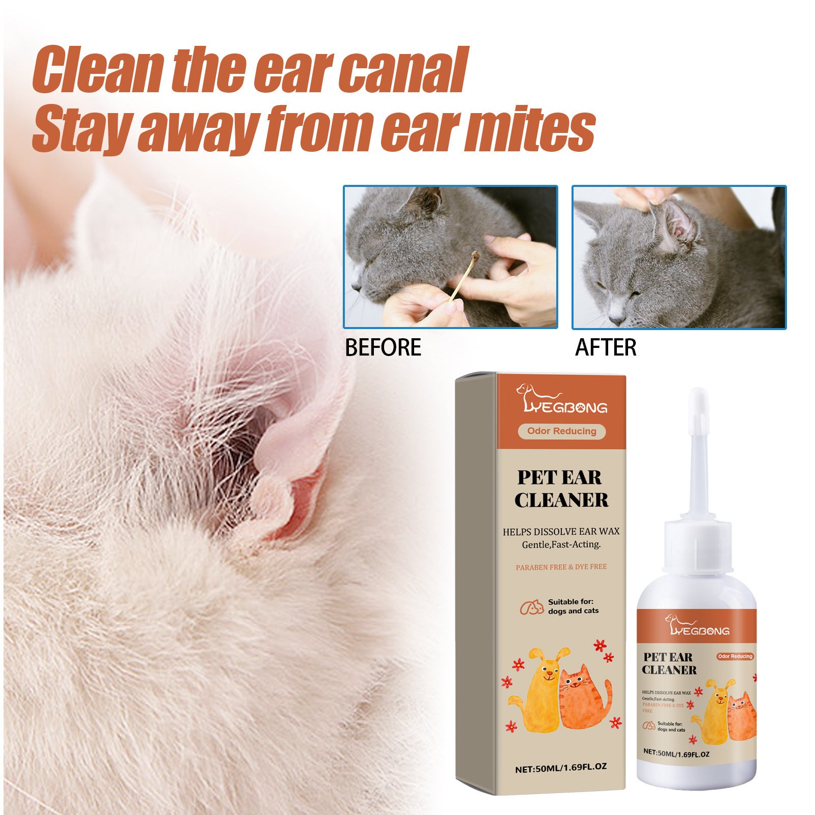YEGBONG Les gouttes d'oreille d'un animal d'élevage soulagent le malaise de l'oreille chez les chats et les chiens