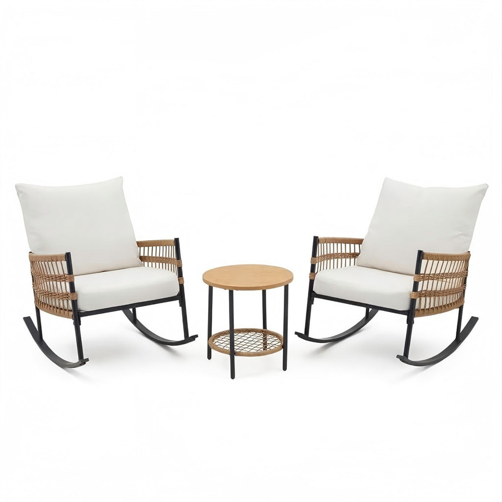 Ensemble de chaises à bascule 3 pièces Patio