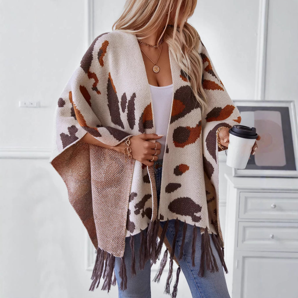 Driszle-Color Leopard-Imprimer Tasse tricotée CapeSholder Wrap pour les femmes