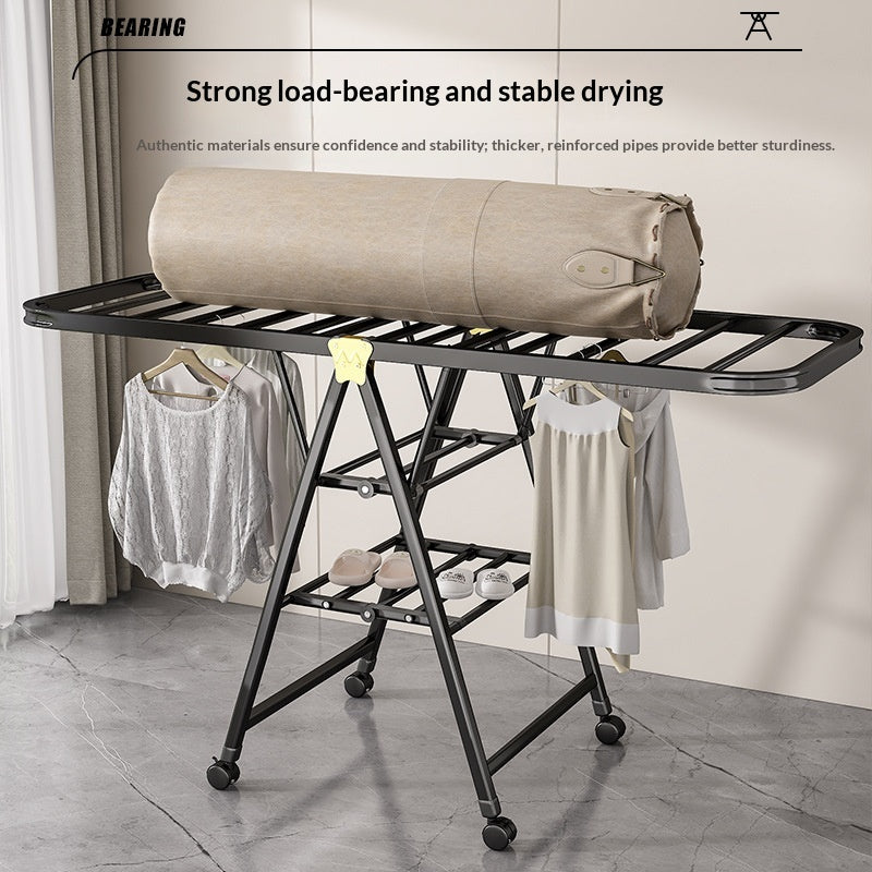 Noir premium de 1,8 mètre - Séchage d'air à trois couchesRack pliant Balcon Ménage Mov