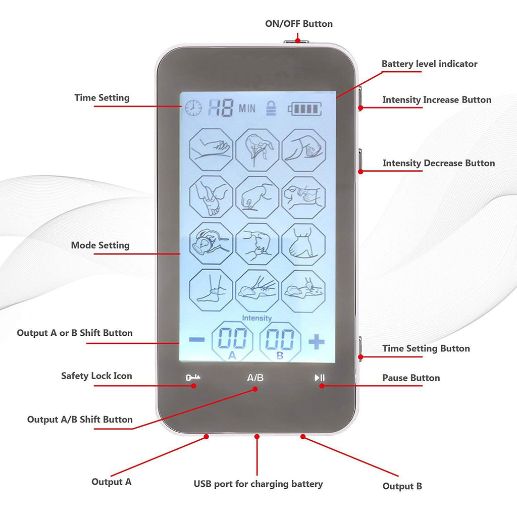 Écran couleur méridien numérique masseur 12 modes écran tactile
