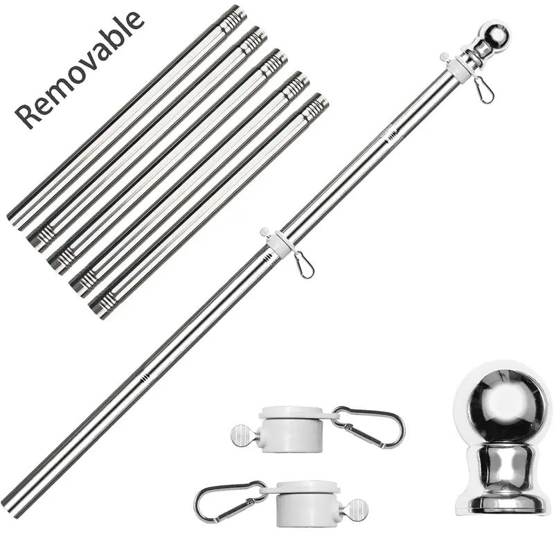 Mur suspendu extérieur 18 M 6ft Cinq sections en acier inoxydable Flagpoles