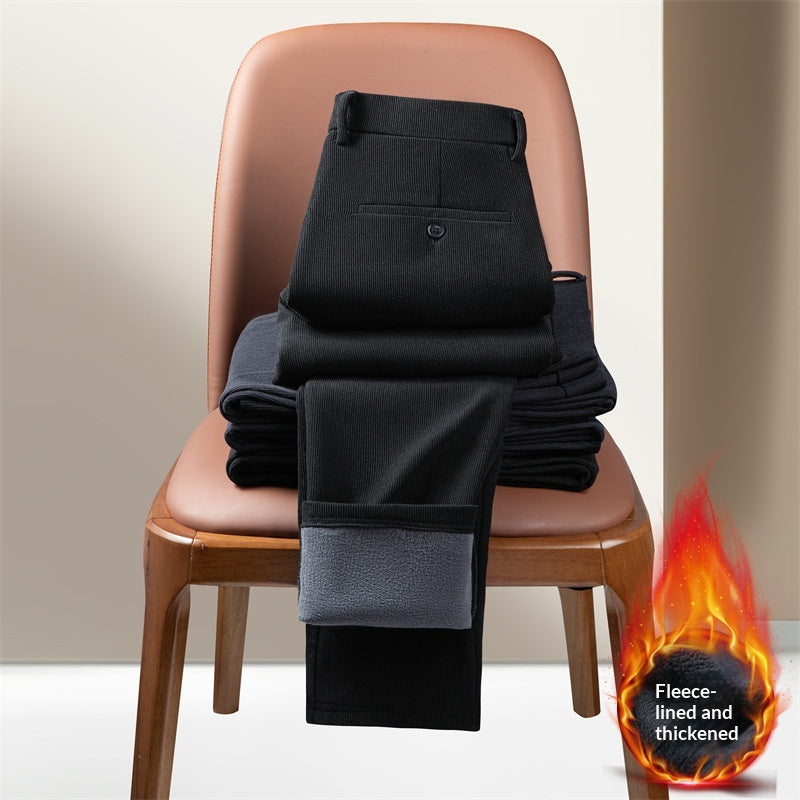 Pantalons pour hommes Corduroy pour l'automne d'hiver Style d'affaires droit pour hommes d'âge moyen