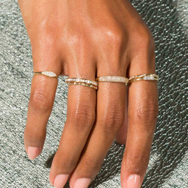 Fashion pour femmes Bague mince simple plaqué or
