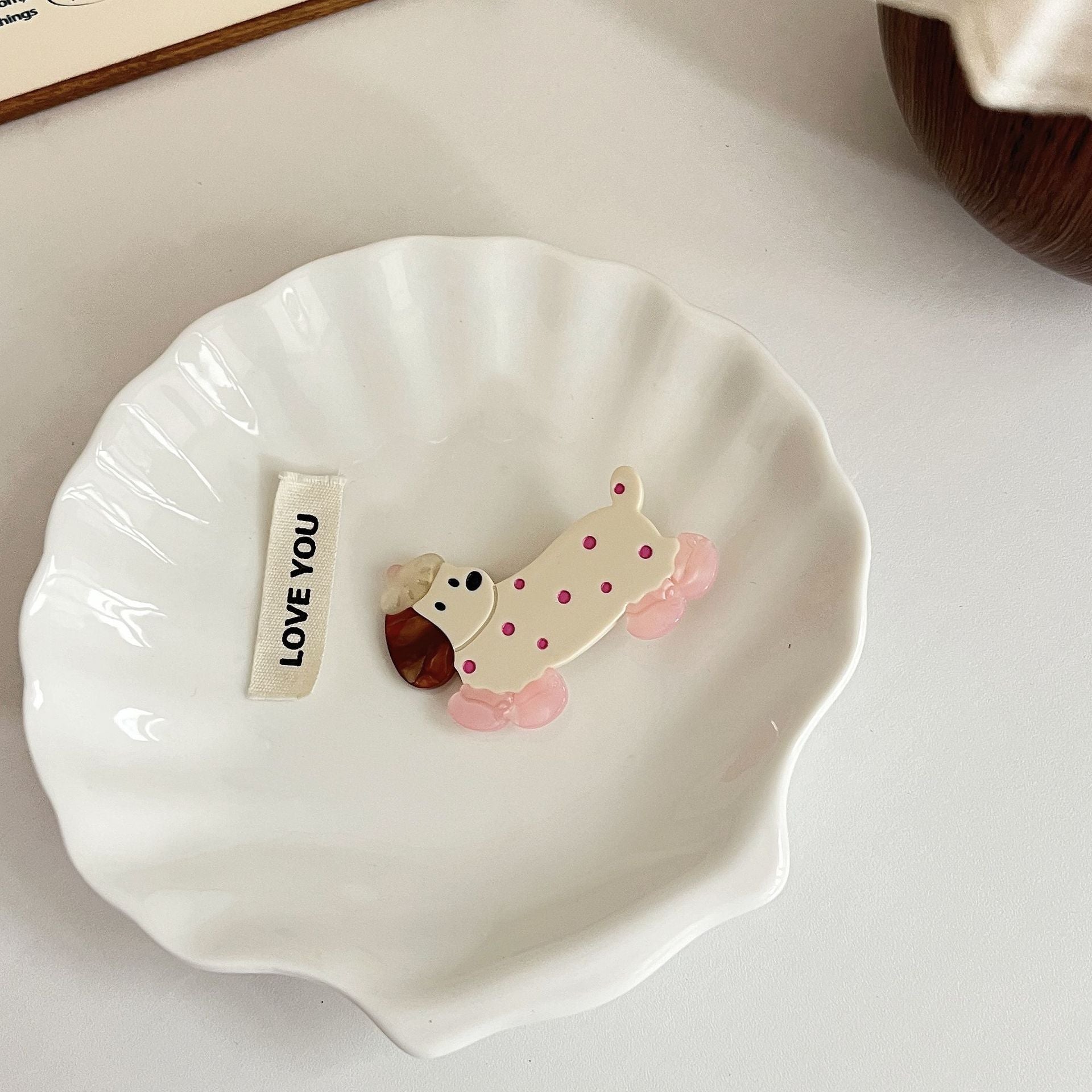 Clip cheveux mignon Polka-dot Dachshund pour les filles