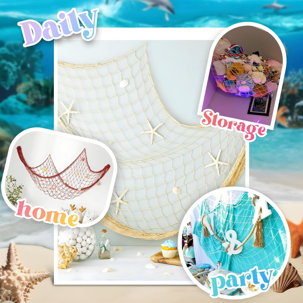 2 Pack de décorations en filet de poisson pour la fête