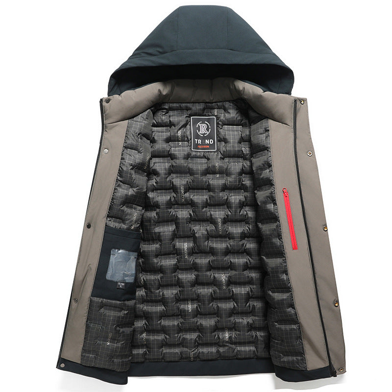 Hommes Hiver Épaisseur Coton à capuche rembourré