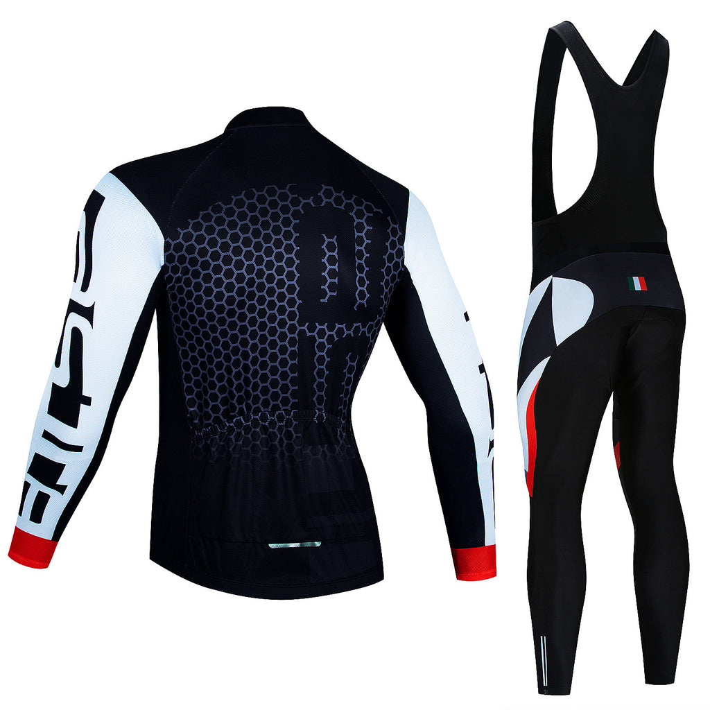 Haut de manches longues du Jersey d'équitation pour hommes et pantalons Wicking Suspender vélo respirant