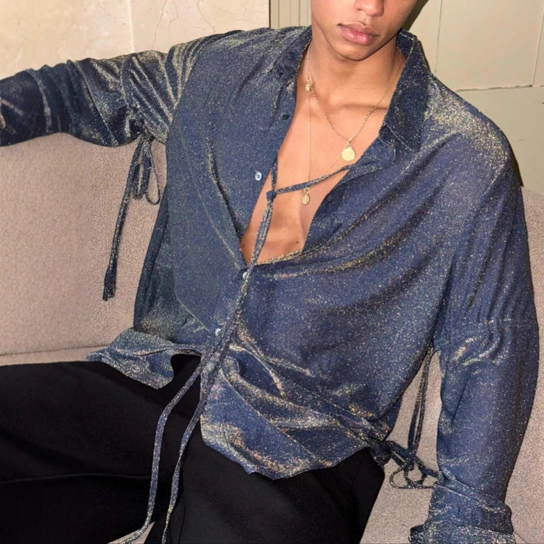 Été d'hiver Hommes Loose-fit Top avec des détails de cravate