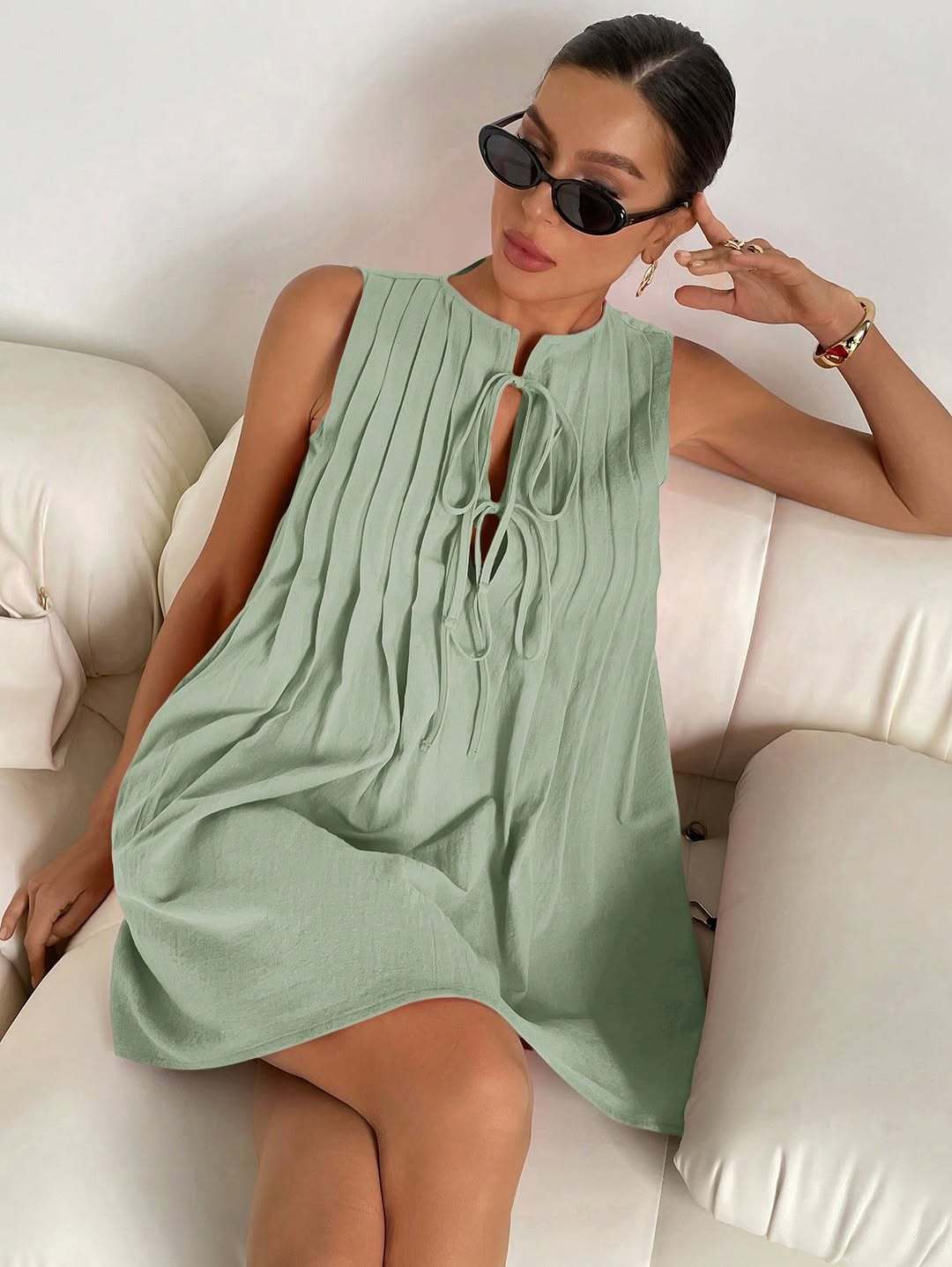 Robe à manches courtes tendance en dentelle pour femmes