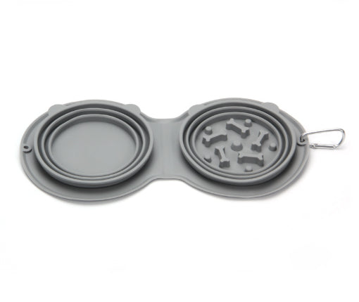 Collapsible Silicone Pet Bowl Dog Food Water and Food Anti-Tip Cat Bowl