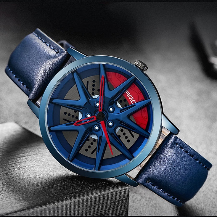 Cool Wheel Personnalité Montre Quartz Hollow Out