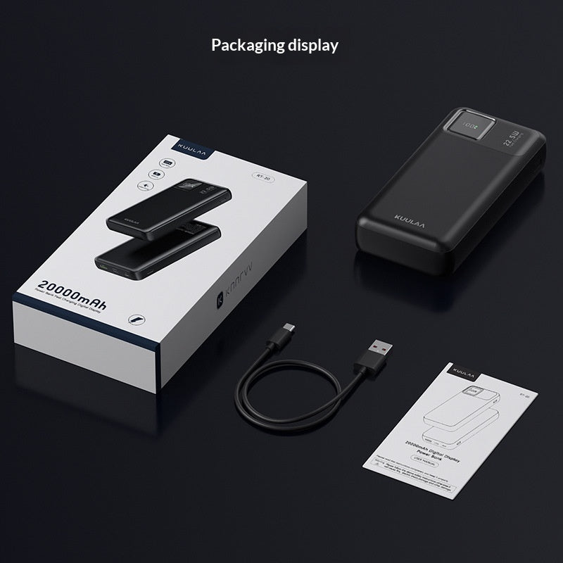 Mini charge haute capacité 20000 Mah Affichage numérique Banque de puissance à charge rapide