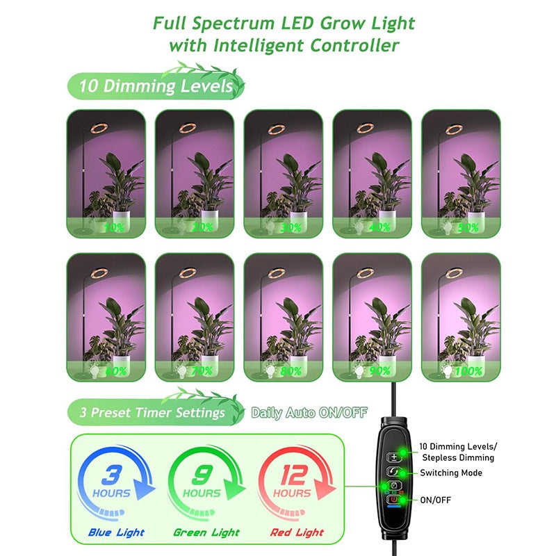 LED Grow lumières pour les plantes d'intérieur Halo anneau plein spectre croissance lampe Veg