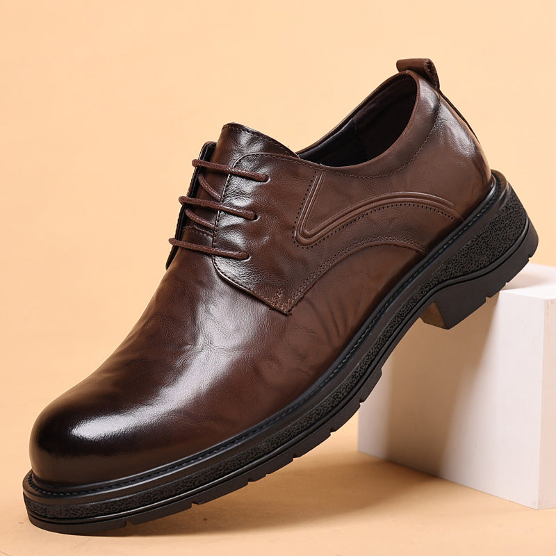 Chaussures en cuir pour hommes Cuir véritable Casual Business formel respirant avec des semelles épaisses