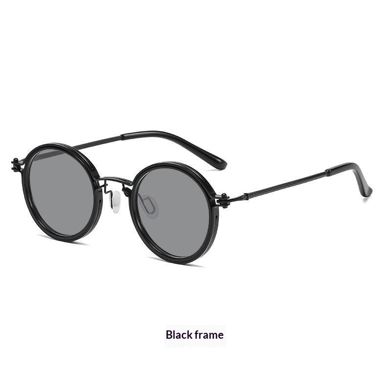 Lunettes de soleil rétro Lunettes de soleil en métal rond pour hommes