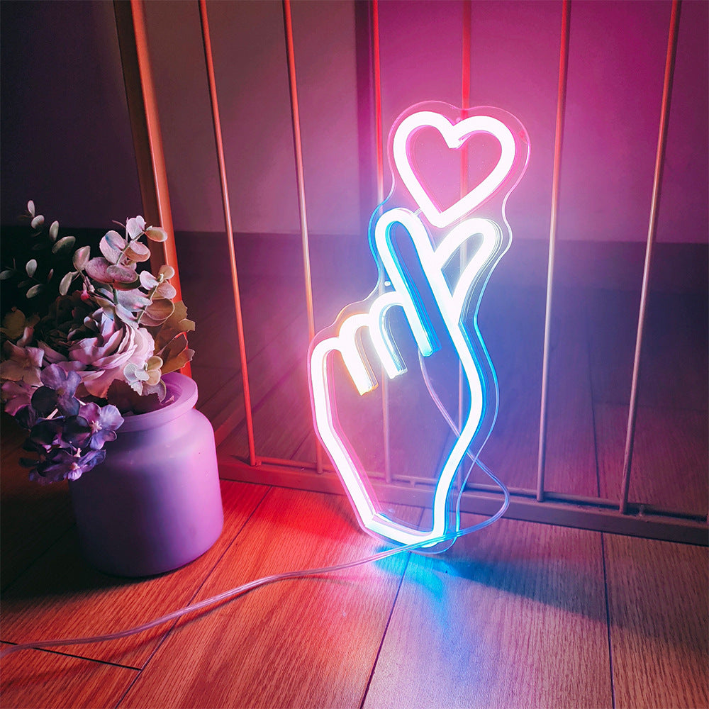 Lampes décoratives acryliques en forme de cœur Neon pour les intérieurs du centre commercial et du bar