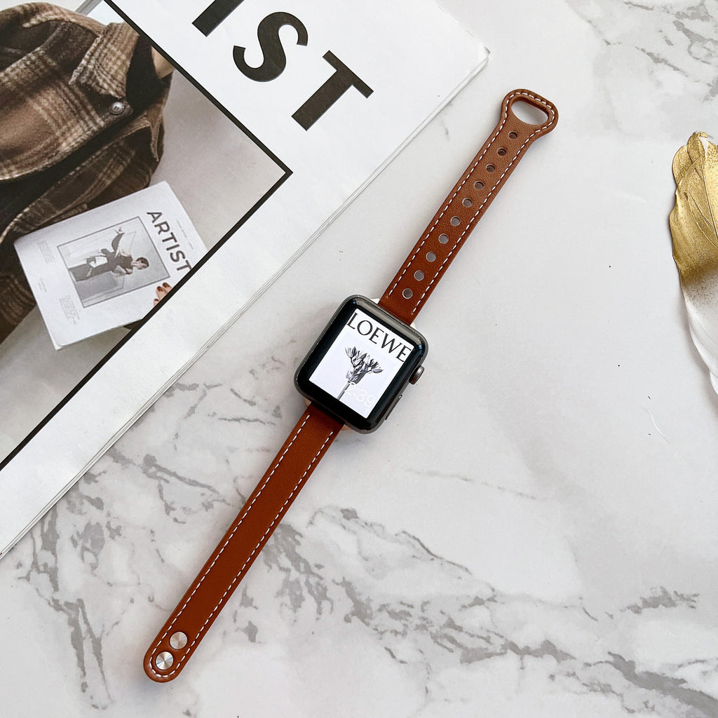 Iwatch7 Petit bracelet en cuir taille barbour Iwatch Iwatch123456se Double ongles mince modèle