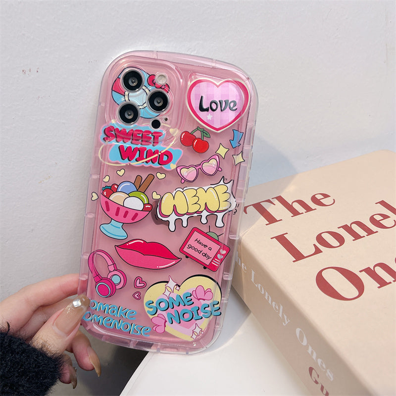 Étui de téléphone tout inclus en silicone doux et cool amour