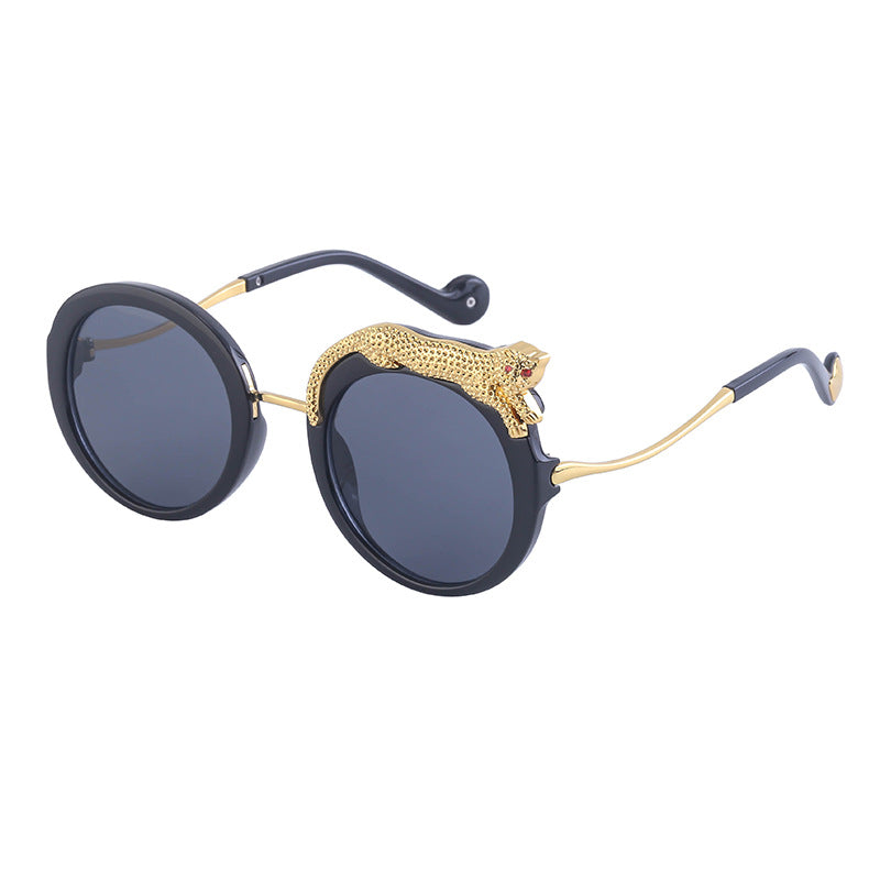 Anti-blue light glasses for women with leopard head and diamond embellishments