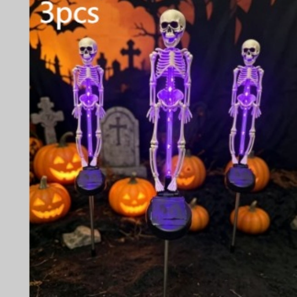 Lampe au sol solaire pour le crâne d'Halloween