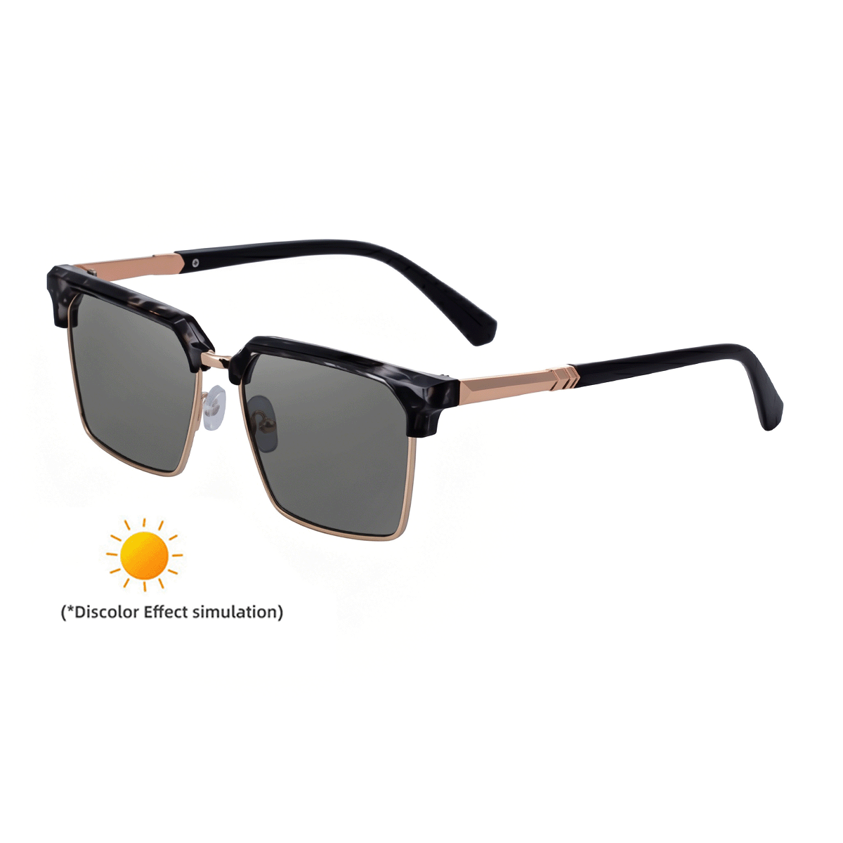 Lunettes de soleil européennes et américaines pour sourcils de mode à demi-forme en couleur changeante pour hommes