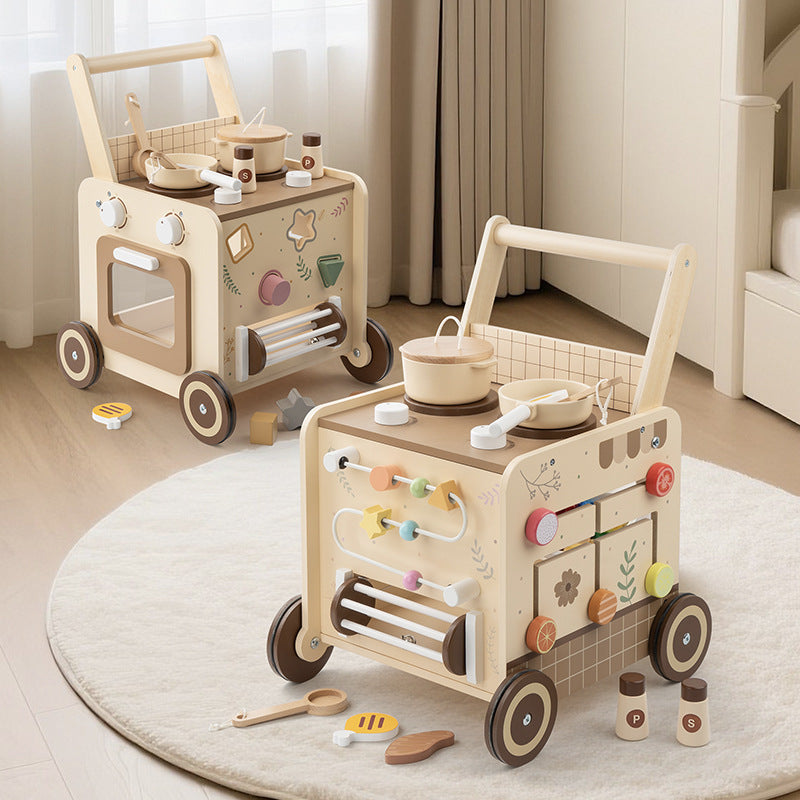 Camion à main en bois multifonctionnel Block Building pour tout-petits