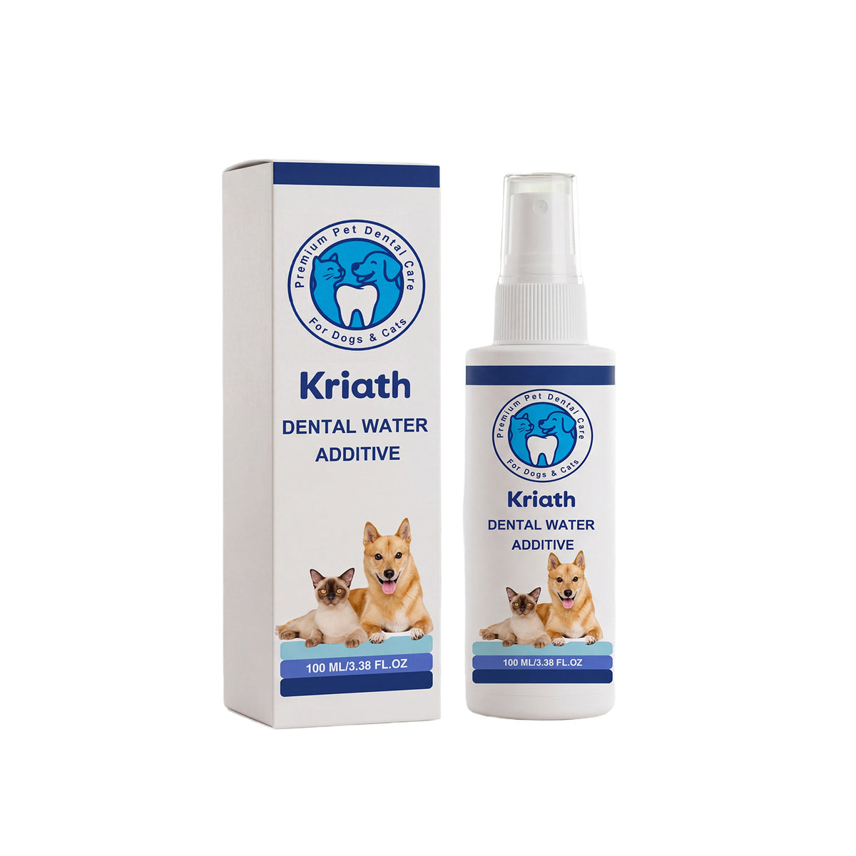 Kriath Pet Drinkable Mouthwash Gentle Formula Freshens Respiration Universal Oral Cleaning Prod