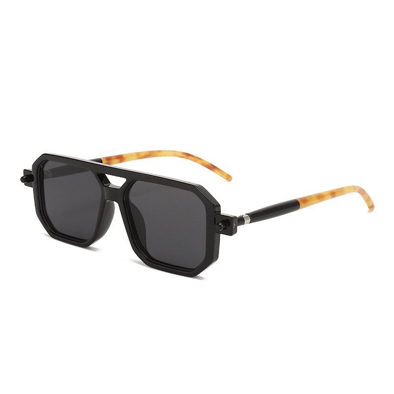 Lunettes de soleil à double pont Square-frame de style Street avec un Premium