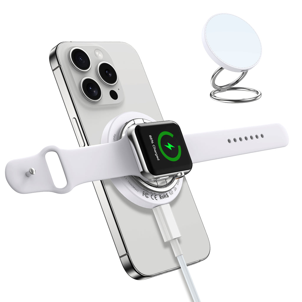 Bague de pliage portable créative Chargeur sans fil magnétique deux en un