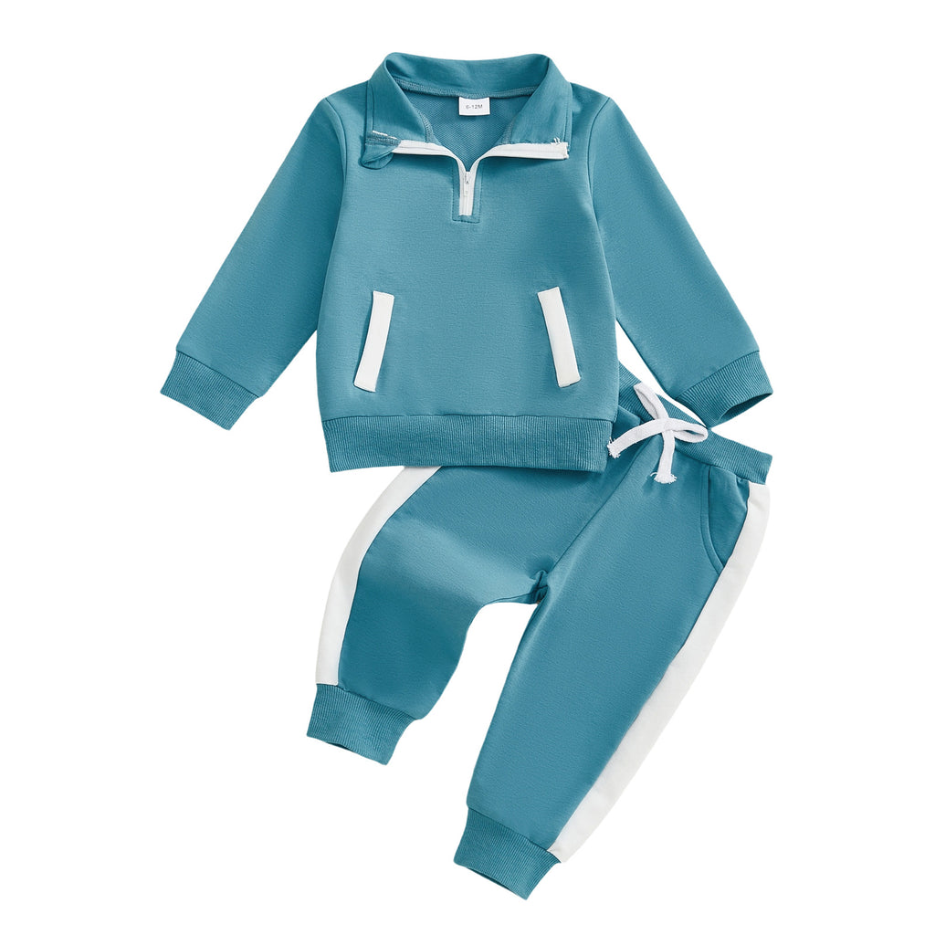 Garçons Demi-zip manches longues Top et Pantalons ensemble