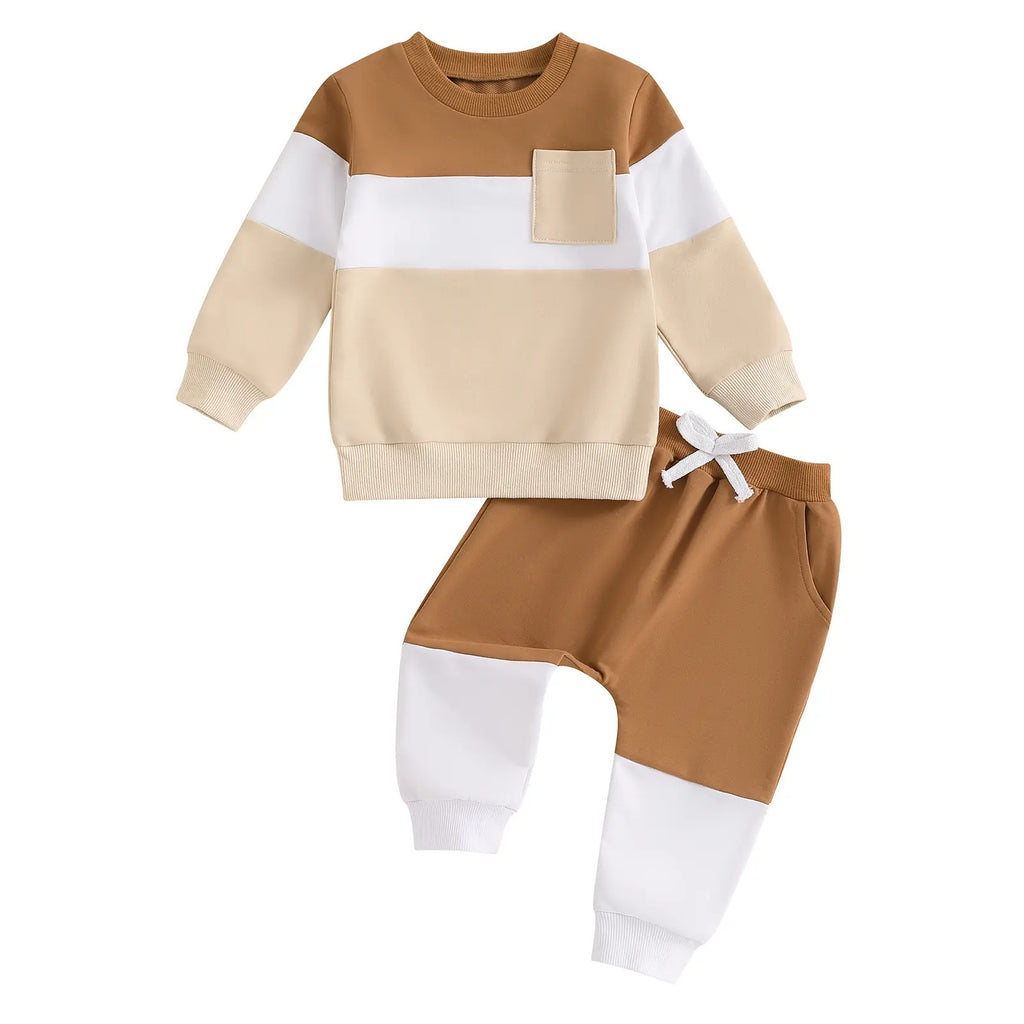Garçons et filles Ensemble de pantalons à manches longues à col rond