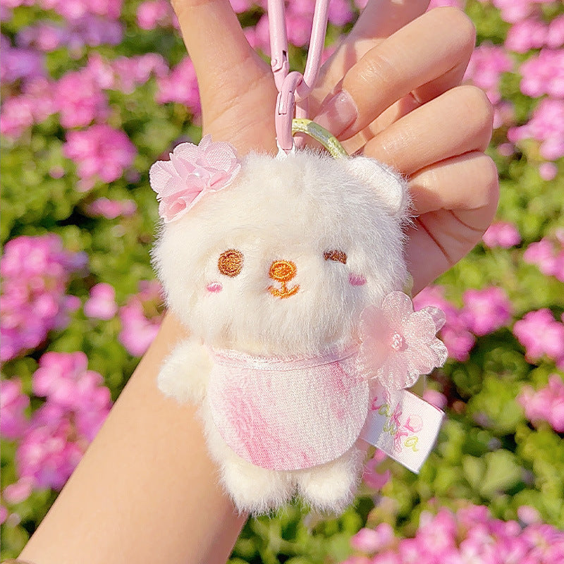 Mignon cerise Blossom Kitten Plush Rangement Kawaii Sac Charm